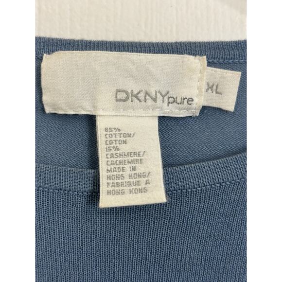 VTG DKNYpure Cashmere Blend Blue Ombre Lightweight Semi Sheer Sweater Size XL - Picture 3 of 3